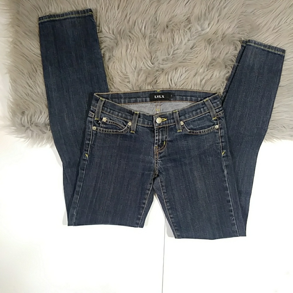LVLX Women Size 1 Jeans Straight Skinny Medium Wash